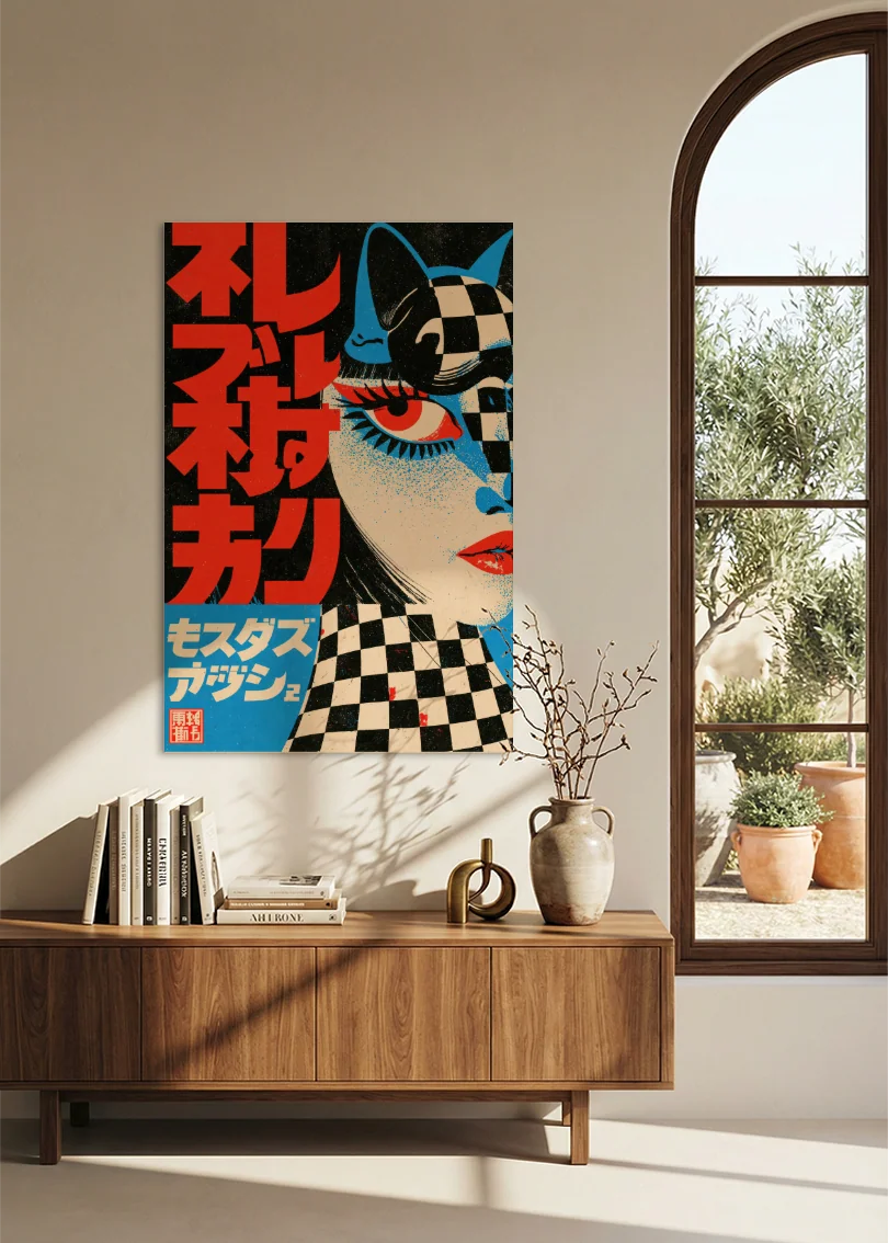 Akustikbillede med Japan Retro-motiv nr. 47 – i stuen