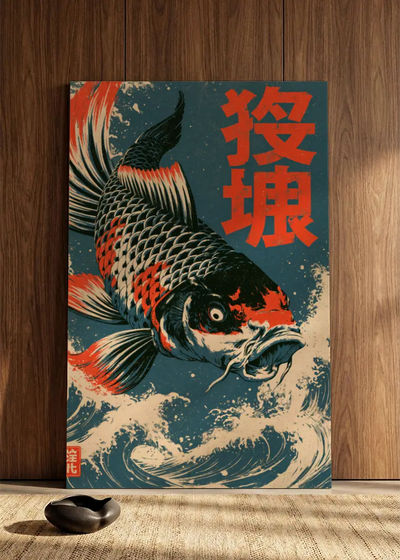 Akustikbillede med Japan Retro-motiv nr. 50 – i spisestuen