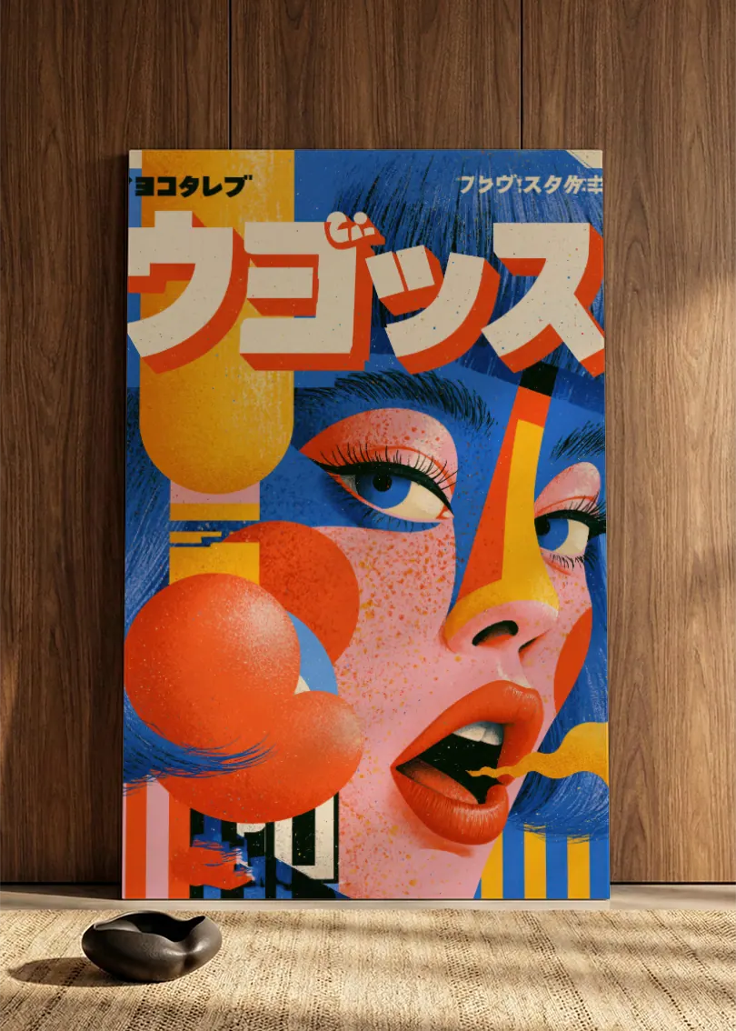 Akustikbillede med Japan Retro-motiv nr. 53 – i spisestuen