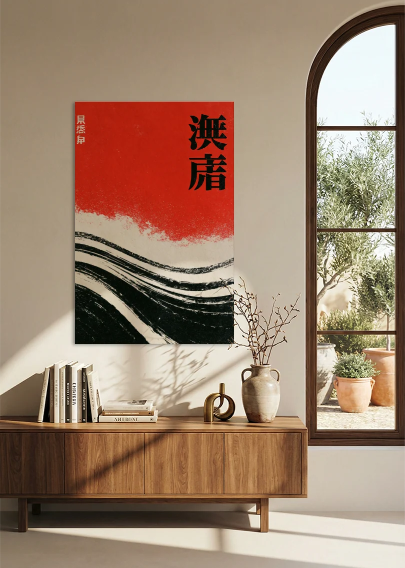 Akustikbillede med Japan Retro-motiv nr. 56 – i stuen