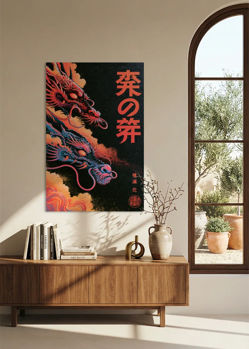 Akustikbillede med Japan Retro-motiv nr. 57 – i stuen