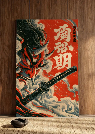 Akustikbillede med Japan Retro-motiv nr. 58 – i spisestuen
