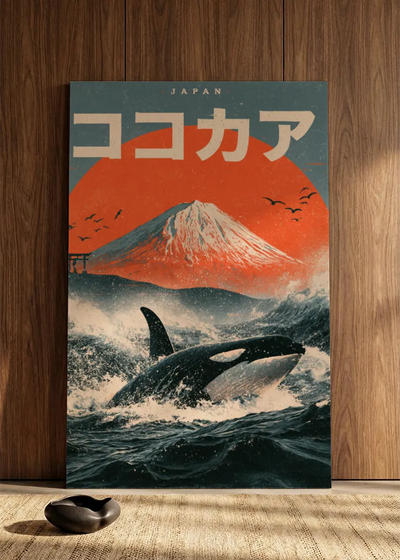 Akustikbillede med Japan Retro-motiv nr. 61 – i spisestuen