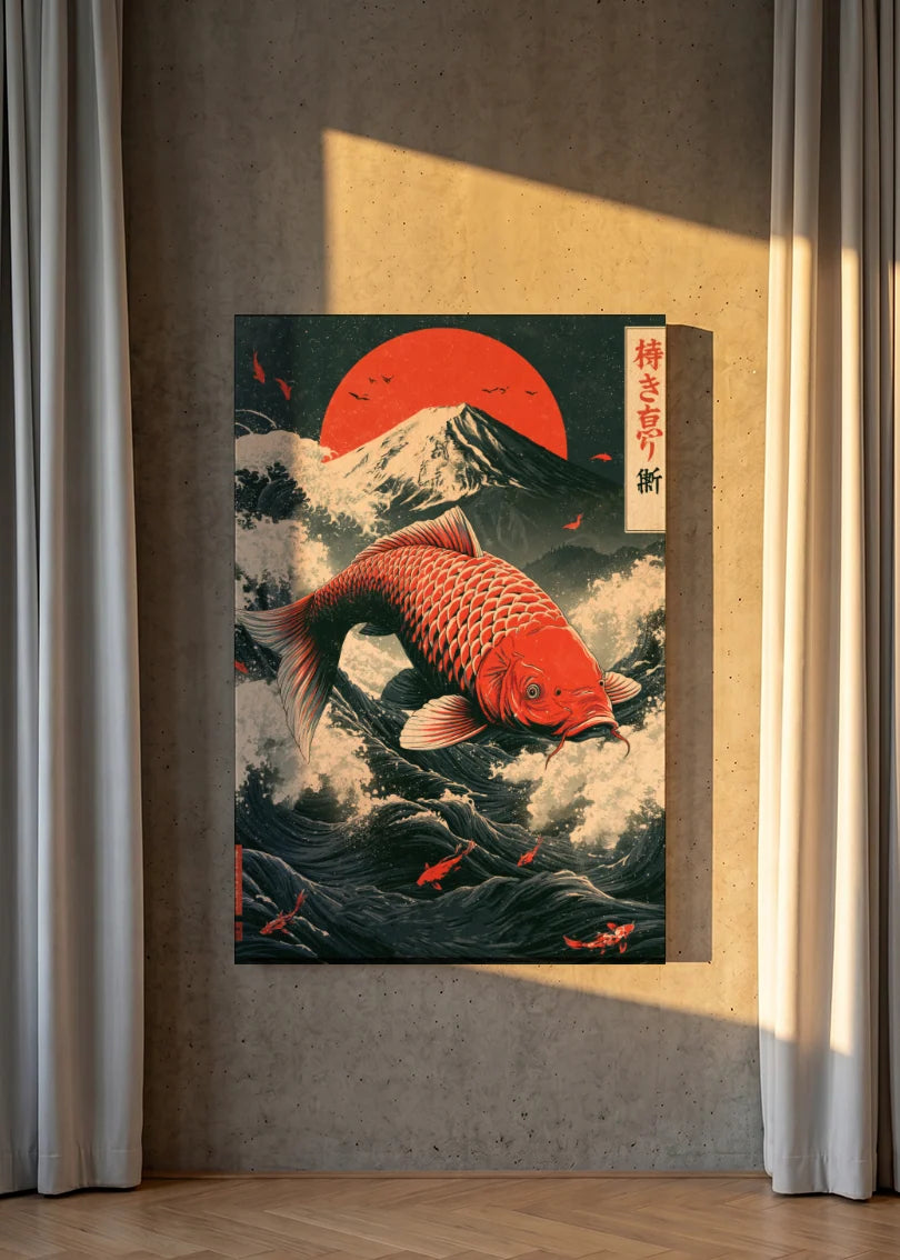 Akustikbillede med Japan Retro-motiv nr. 62 – i lyst rum