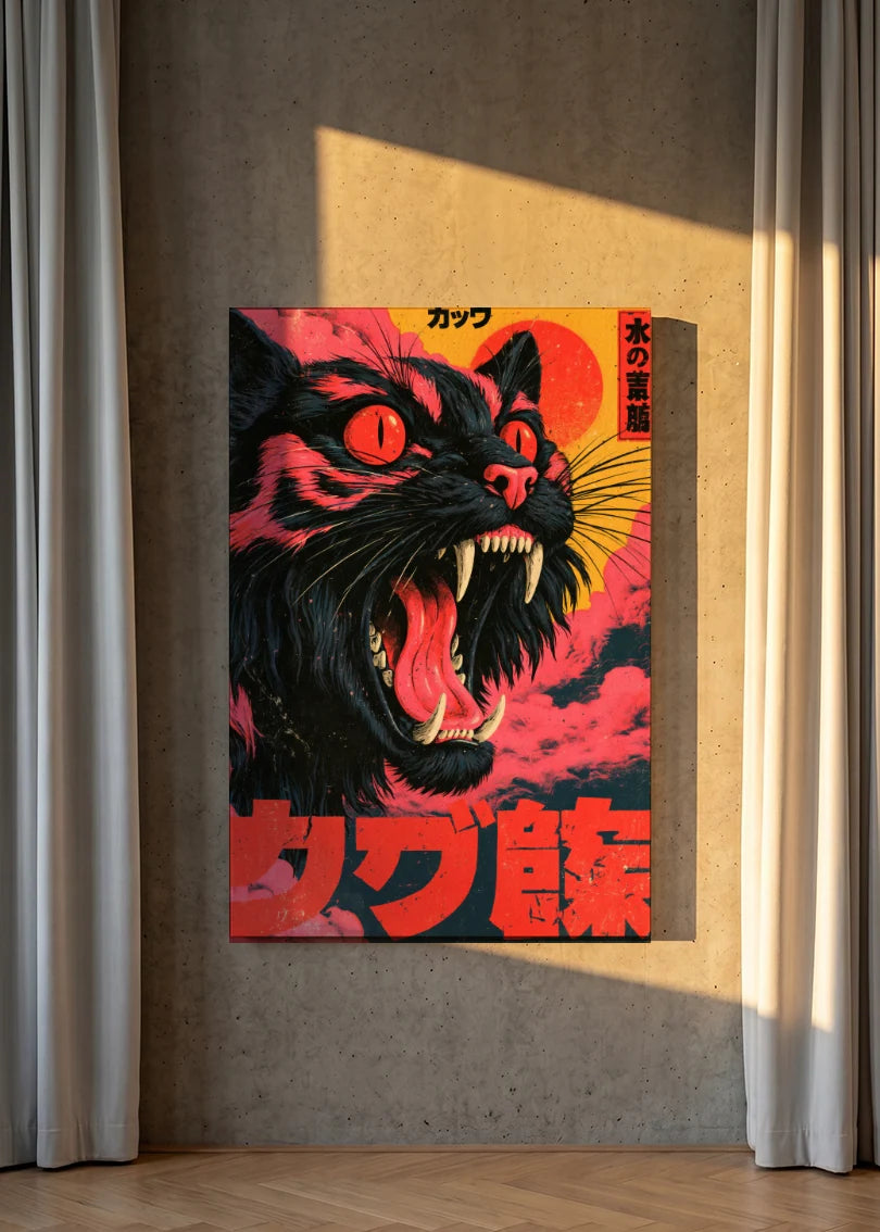 Akustikbillede med Japan Retro-motiv nr. 64 – i lyst rum