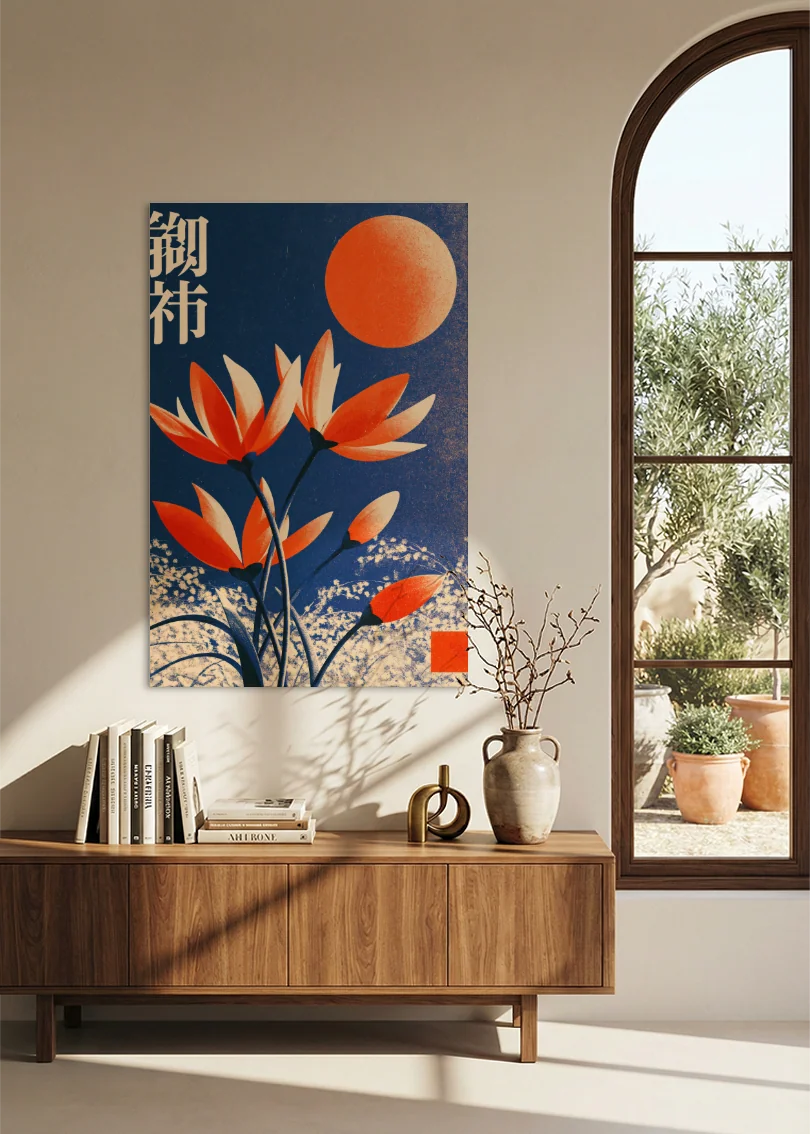 Akustikbillede med Japan Retro-motiv nr. 66 – i stuen
