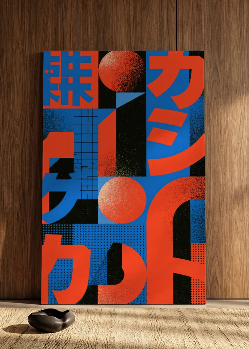 Akustikbillede med Japan Retro-motiv nr. 73 – i spisestuen