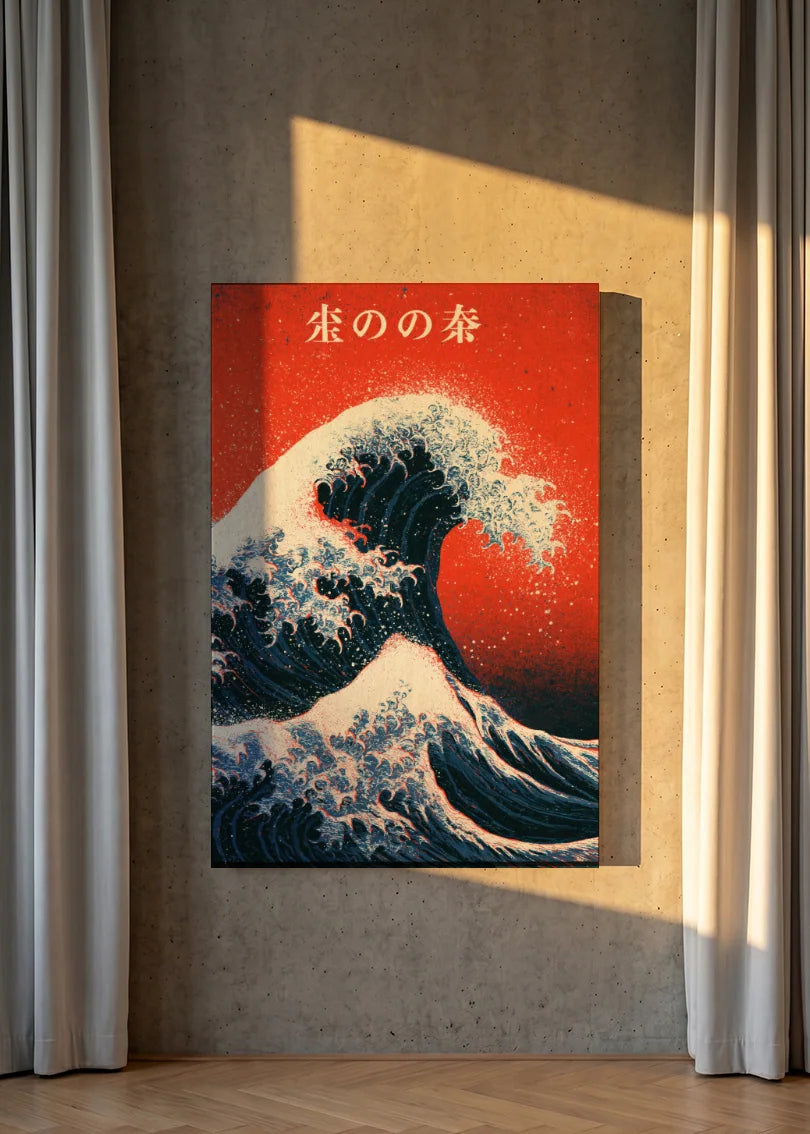 Akustikbillede med Japan Retro-motiv nr. 74 – i lyst rum