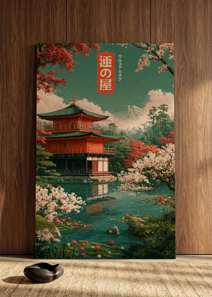 Akustikbillede med Japan Retro-motiv nr. 76 – i spisestuen