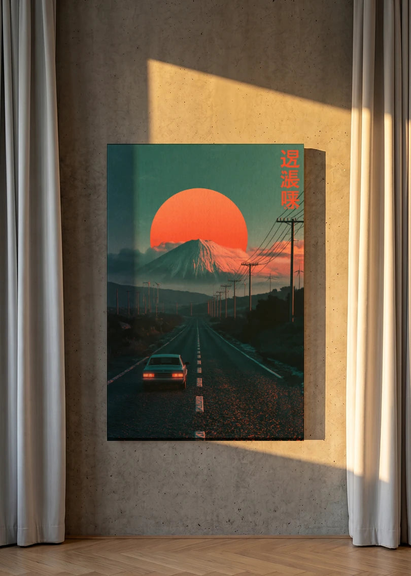 Akustikbillede med Japan Retro-motiv nr. 77 – i lyst rum