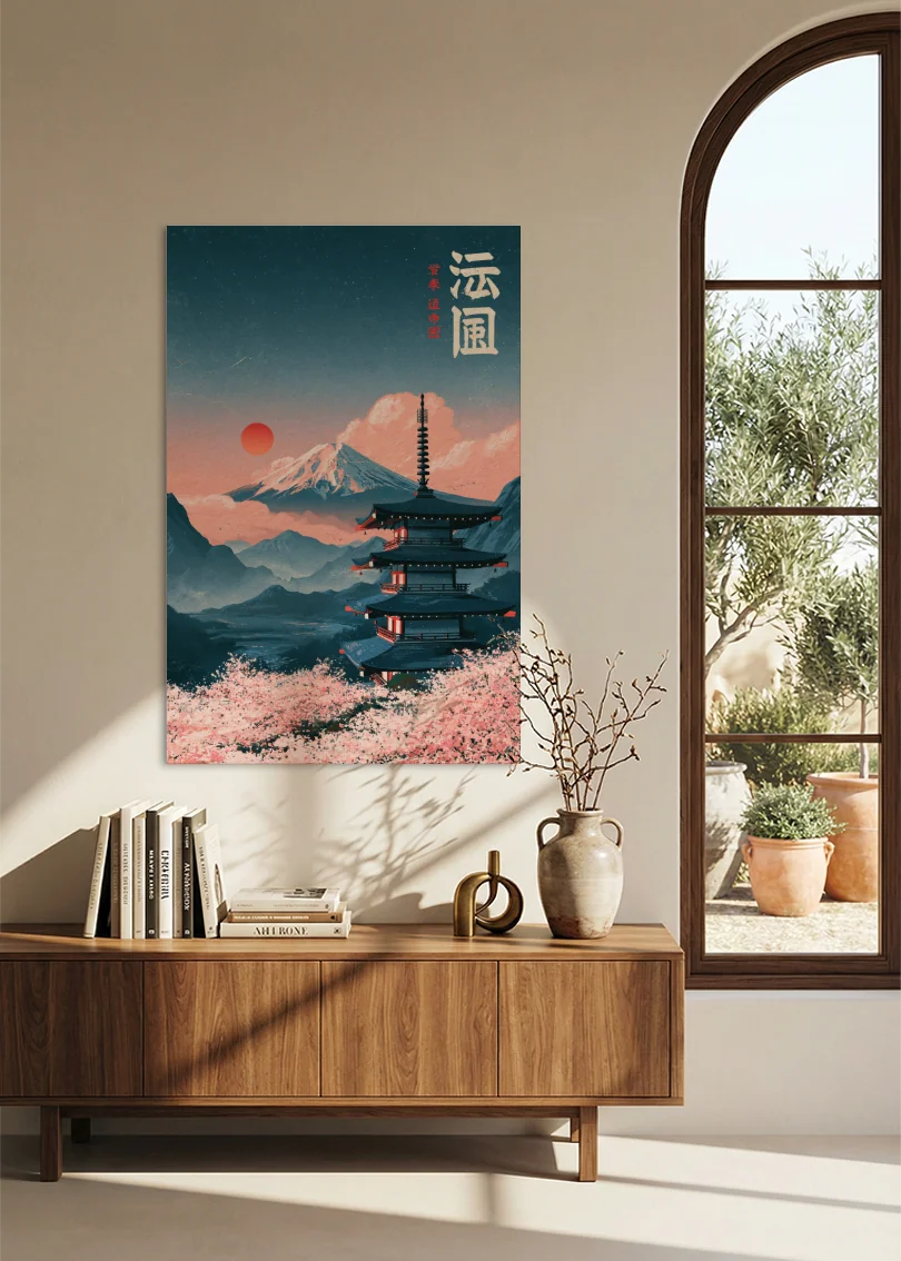 Akustikbillede med Japan Retro-motiv nr. 78 – i stuen