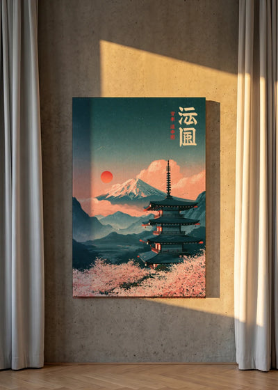 Akustikbillede med Japan Retro-motiv nr. 78 – i lyst rum