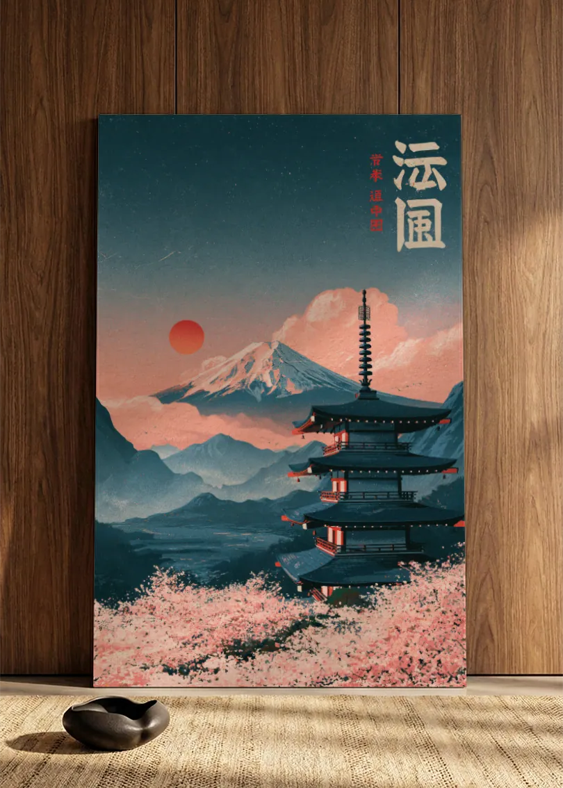 Akustikbillede med Japan Retro-motiv nr. 78 – i spisestuen
