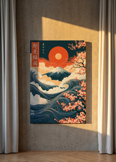 Akustikbillede med Japan Retro-motiv nr. 79 – i lyst rum