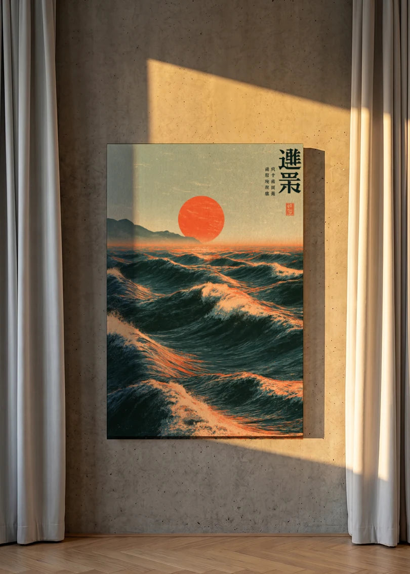 Akustikbillede med Japan Retro-motiv nr. 82 – i lyst rum