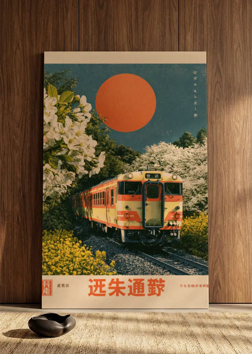 Akustikbillede med Japan Retro-motiv nr. 83 – i spisestuen