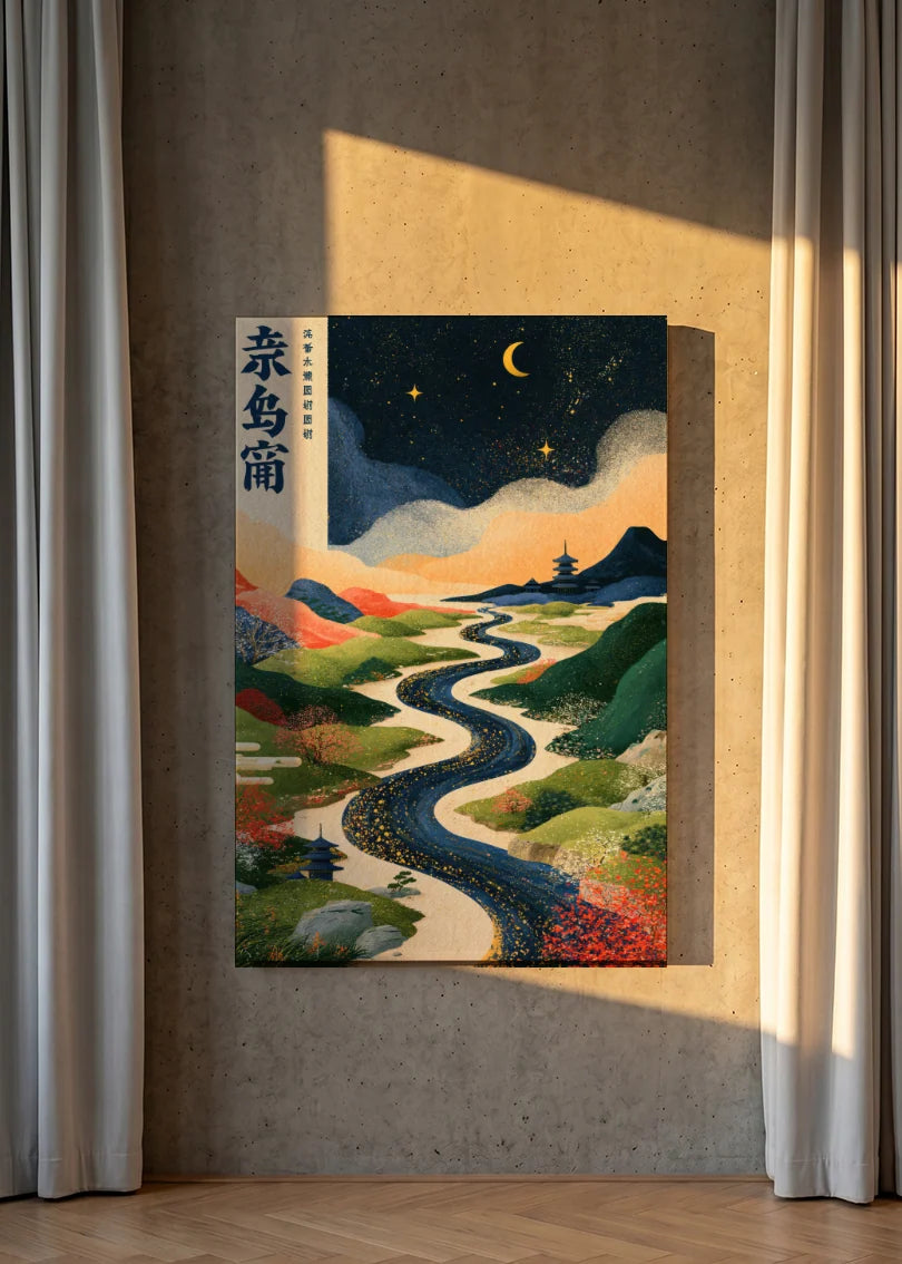 Akustikbillede med Japan Retro-motiv nr. 85 – i lyst rum
