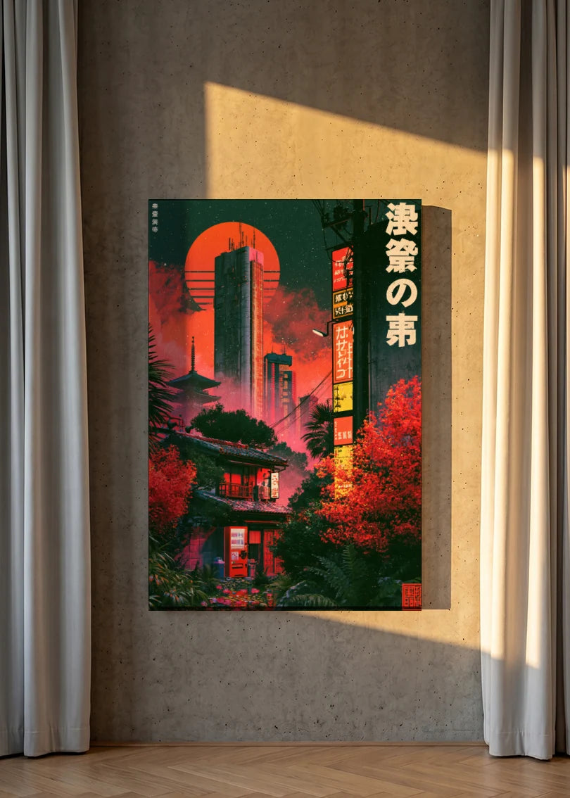 Akustikbillede med Japan Retro-motiv nr. 94 – i lyst rum