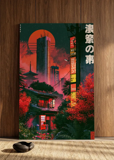 Akustikbillede med Japan Retro-motiv nr. 94 – i spisestuen