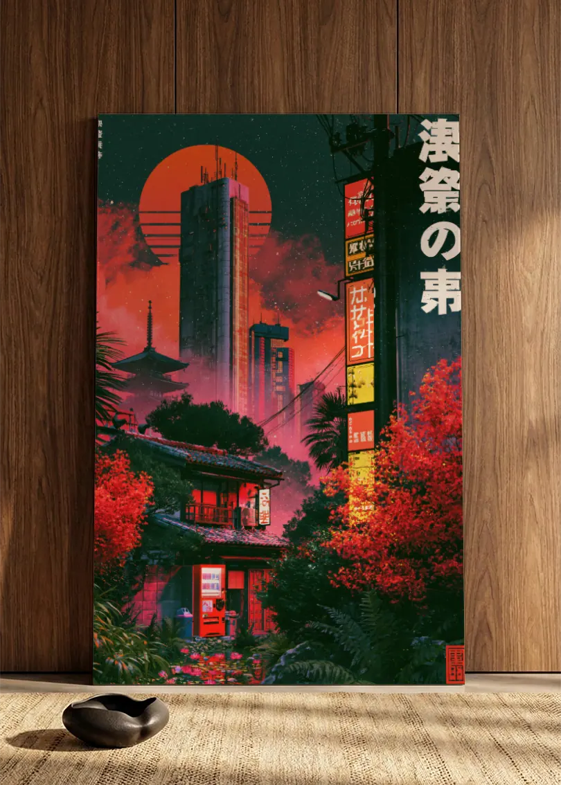 Akustikbillede med Japan Retro-motiv nr. 94 – i spisestuen