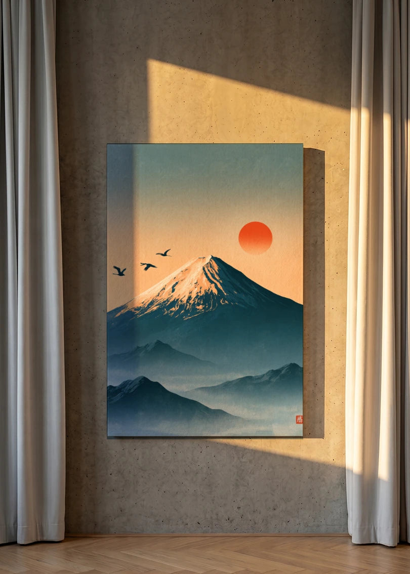 Akustikbillede med Japan Retro-motiv nr. 95 – i lyst rum