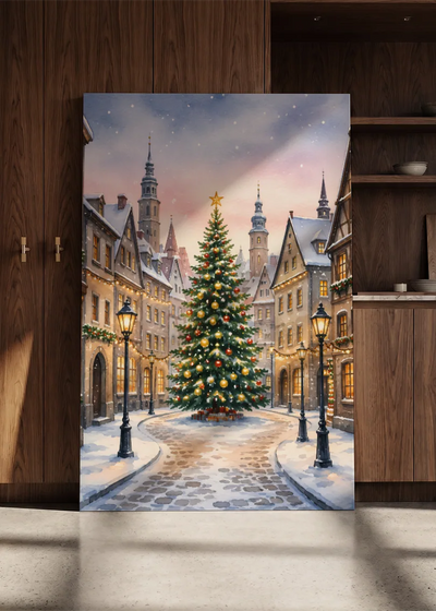 Akustikbillede med Juleplakat-motiv nr. 7 – i lyst rum