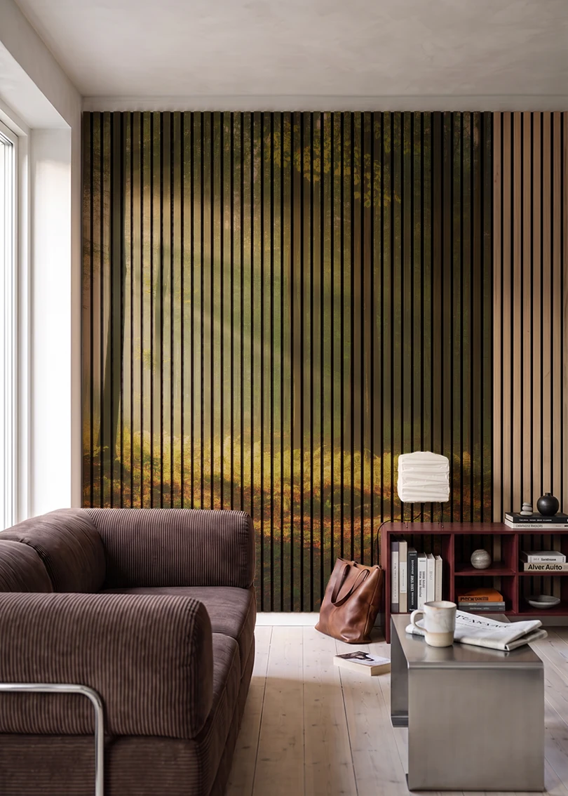 Akustikpanel med Landscapes-motiv nr. 1 – i stuen