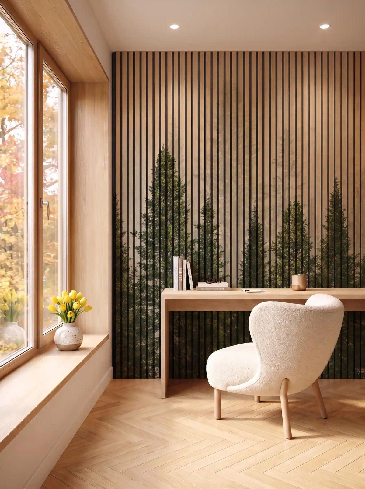 Akustikpanel med Landscapes-motiv nr. 19 – i spisestuen