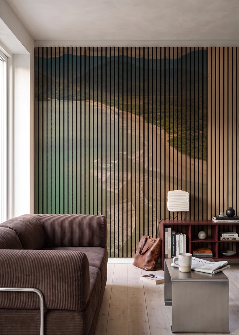 Akustikpanel med Landscapes-motiv nr. 32 – i stuen