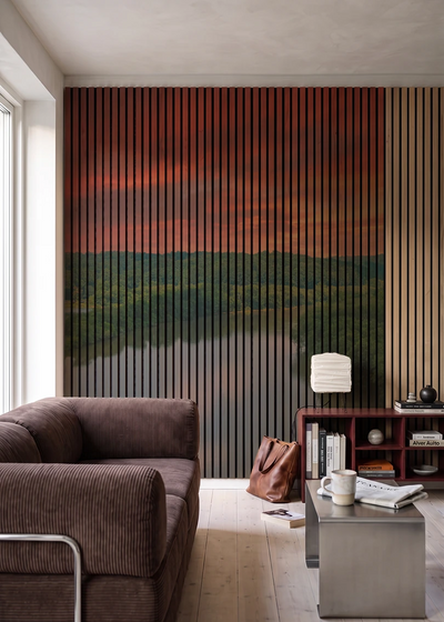 Akustikpanel med Landscapes-motiv nr. 33 – i stuen