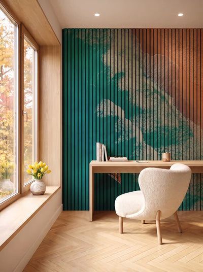 Akustikpanel med Landscapes-motiv nr. 45 – i spisestuen