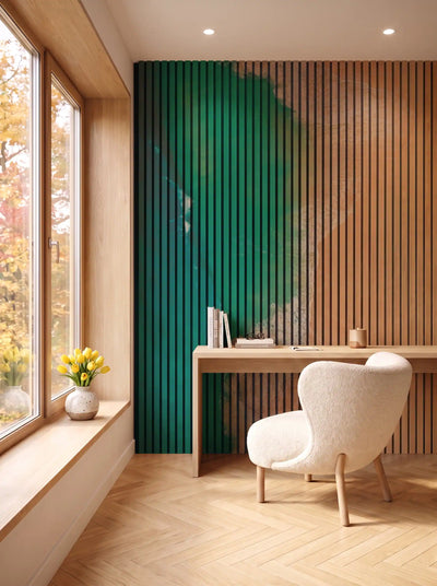 Akustikpanel med Landscapes-motiv nr. 49 – i spisestuen