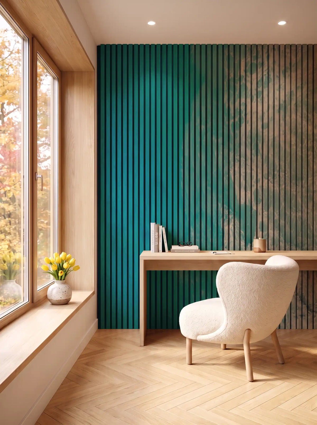 Akustikpanel med Landscapes-motiv nr. 52 – i spisestuen