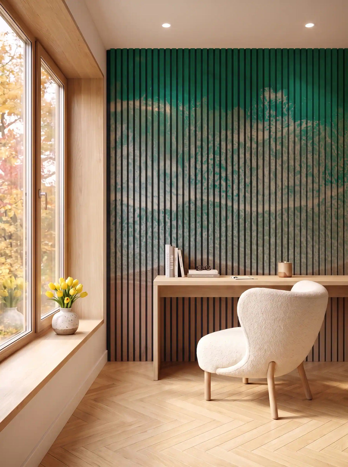 Akustikpanel med Landscapes-motiv nr. 55 – i spisestuen