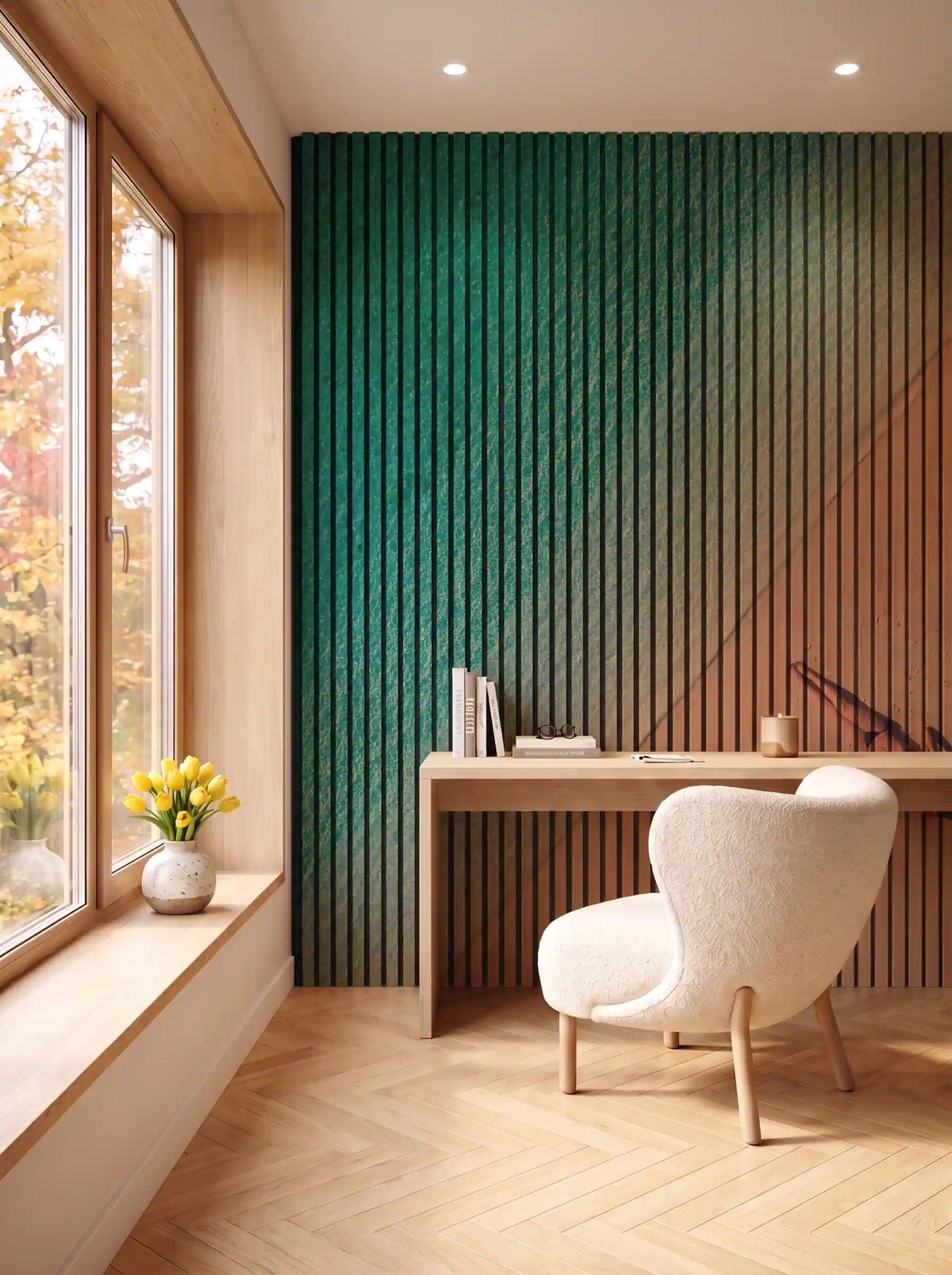 Akustikpanel med Landscapes-motiv nr. 59 – i spisestuen