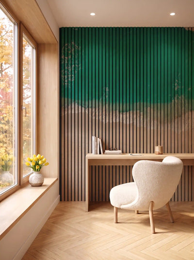 Akustikpanel med Landscapes-motiv nr. 61 – i spisestuen
