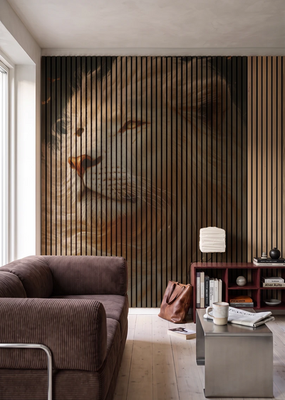 Akustikpanel med Lions-motiv nr. 1 – i stuen