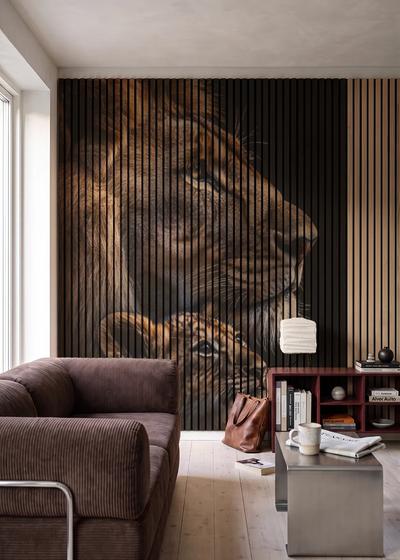 Akustikpanel med Lions-motiv nr. 3 – i stuen