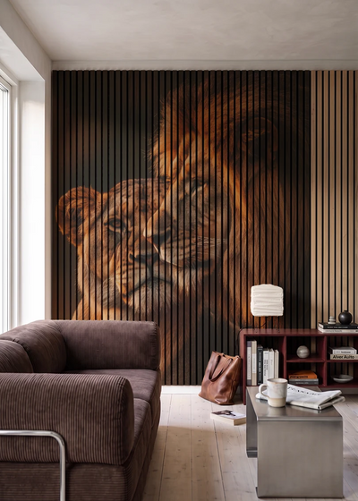 Akustikpanel med Lions-motiv nr. 5 – i stuen