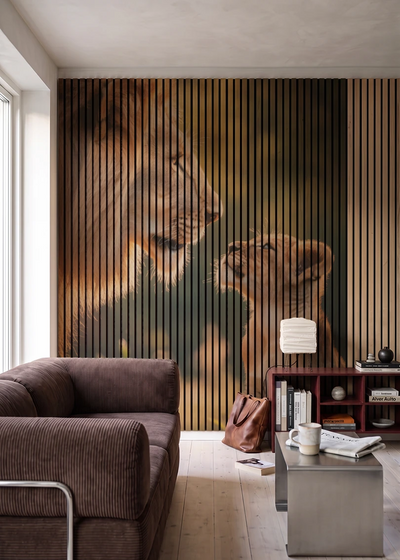 Akustikpanel med Lions-motiv nr. 7 – i stuen