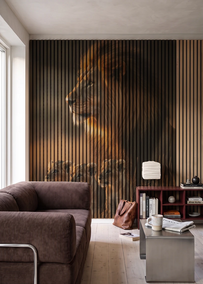 Akustikpanel med Lions-motiv nr. 8 – i stuen