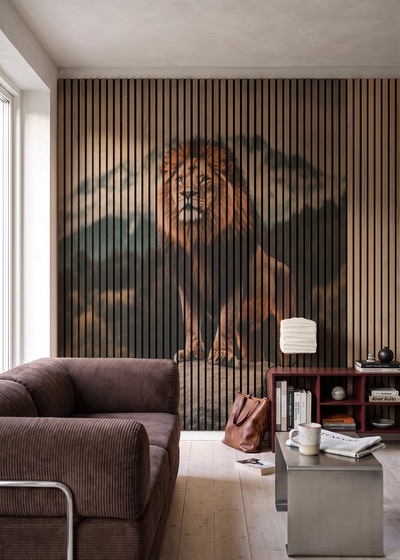 Akustikpanel med Lions-motiv nr. 17 – i stuen