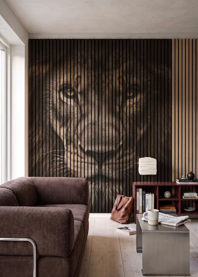 Akustikpanel med Lions-motiv nr. 28 – i stuen