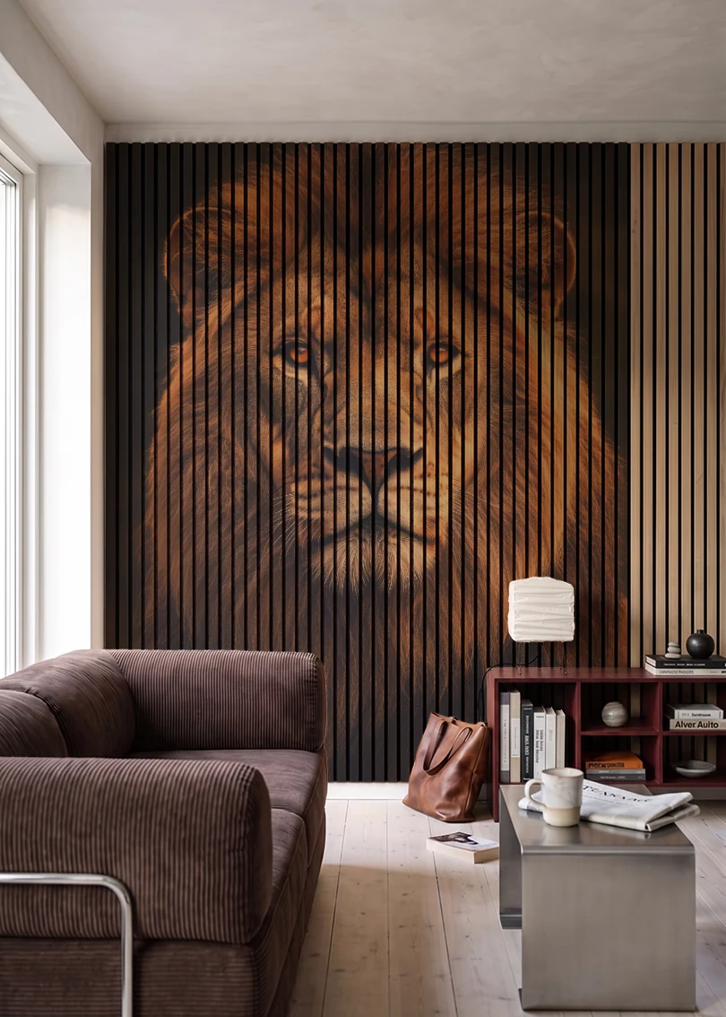 Akustikpanel med Lions-motiv nr. 33 – i stuen