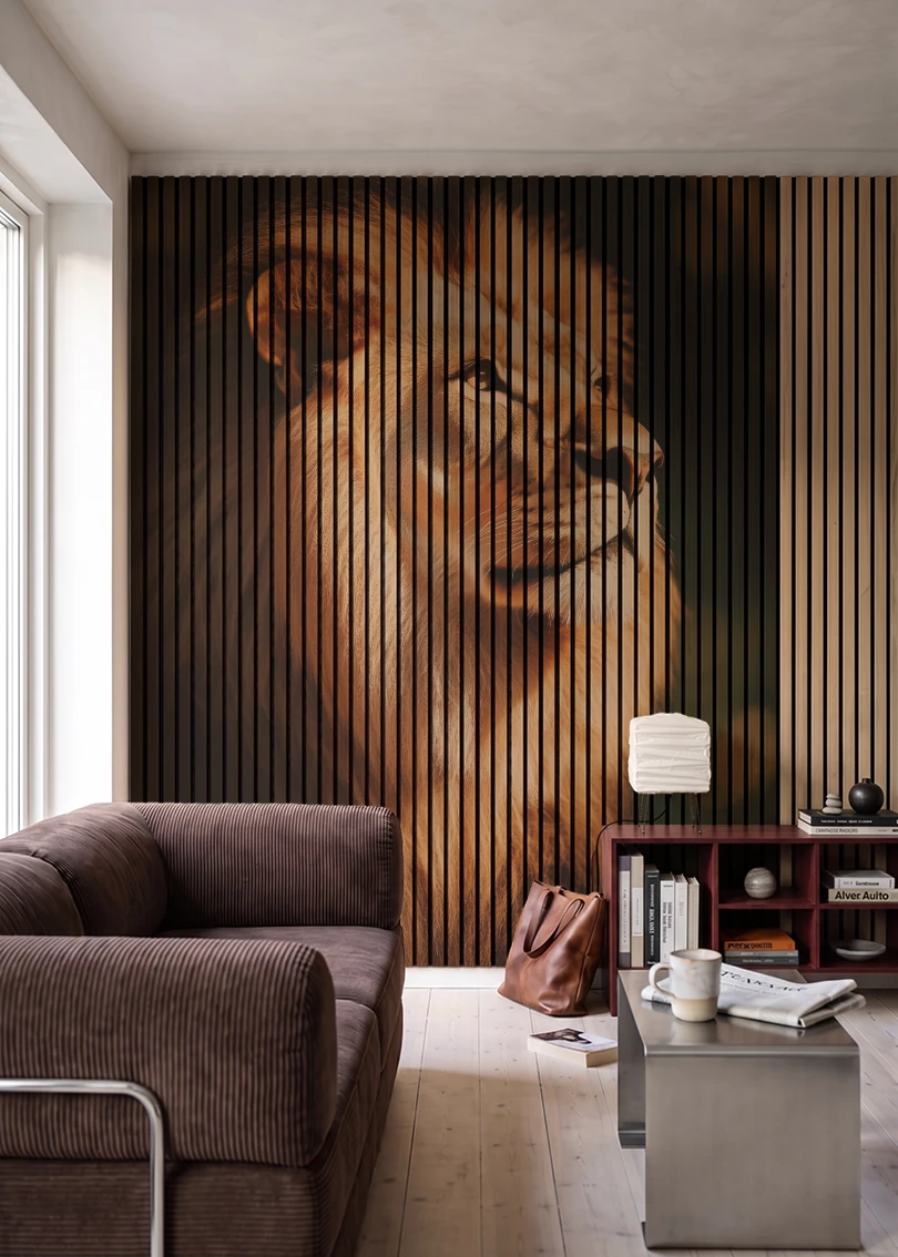 Akustikpanel med Lions-motiv nr. 36 – i stuen