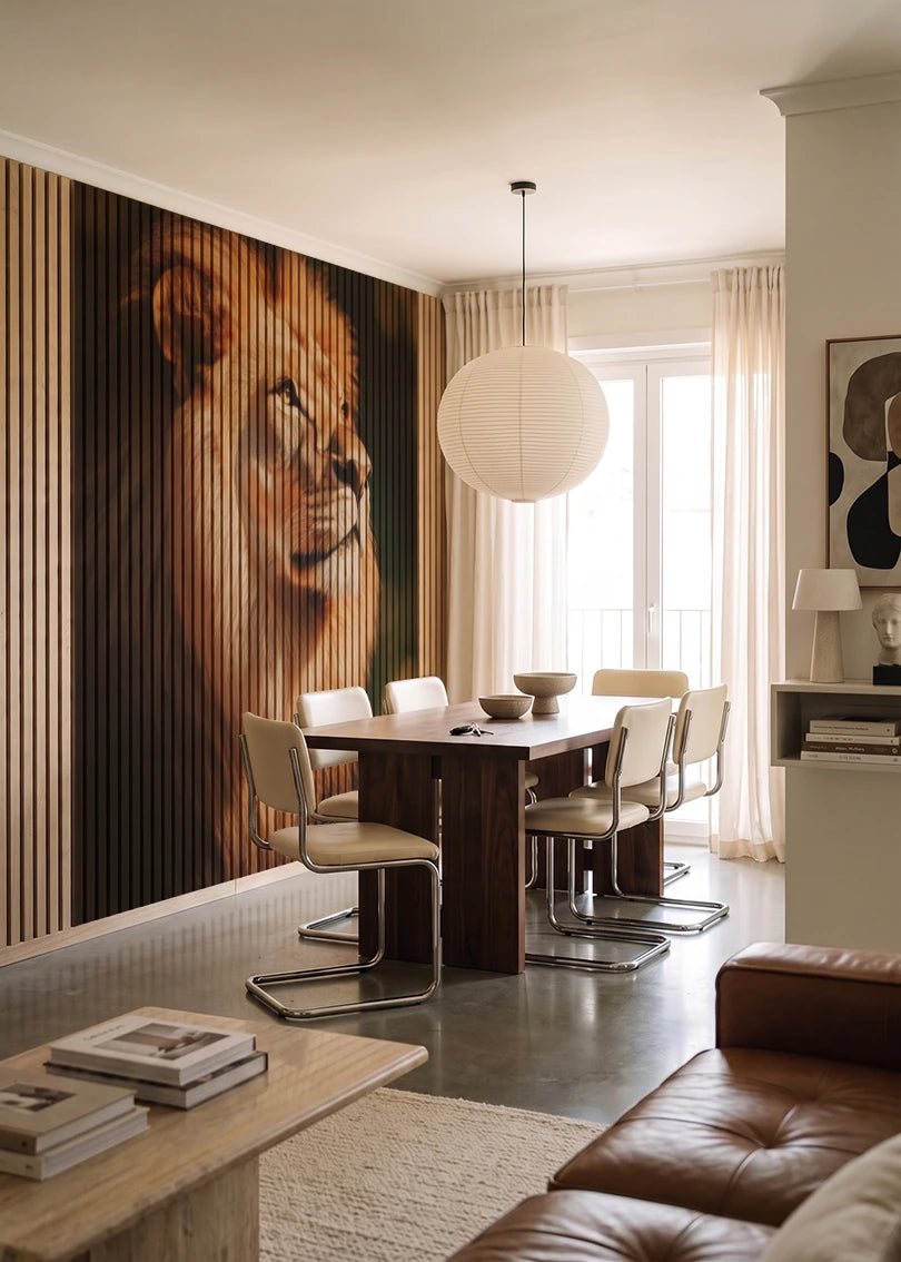 Akustikpanel med Lions-motiv nr. 36 – i lyst rum