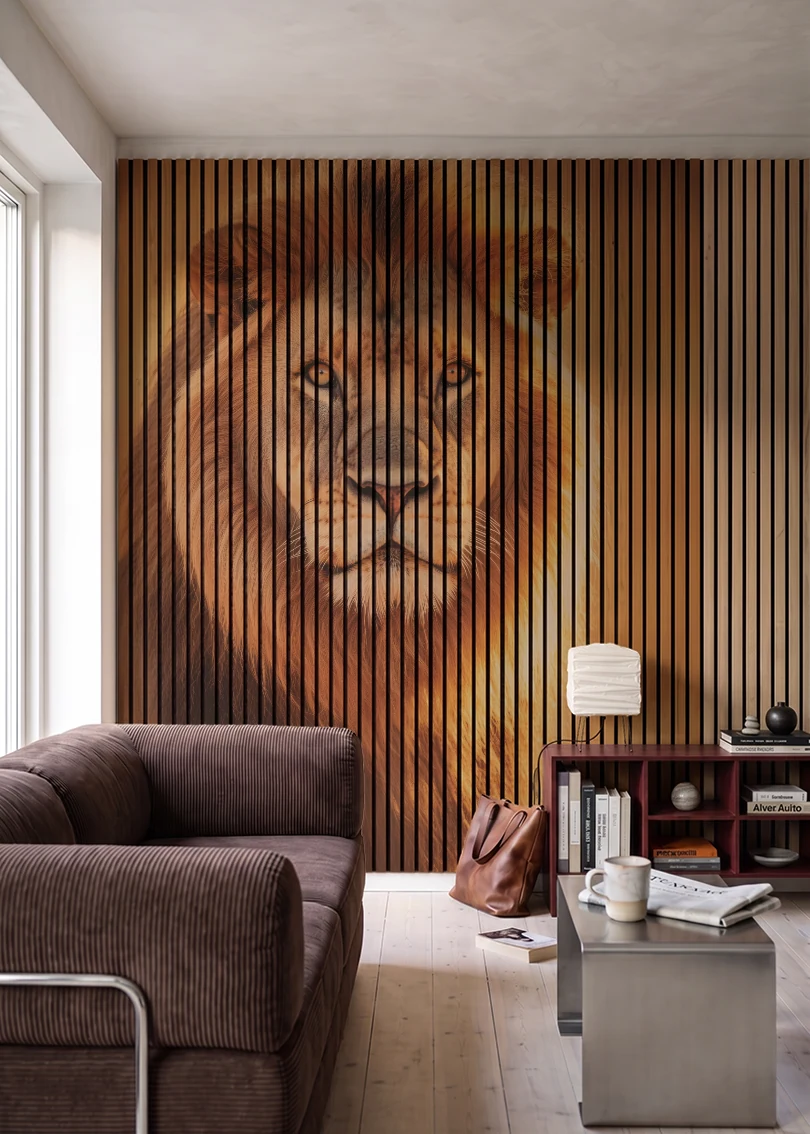 Akustikpanel med Lions-motiv nr. 38 – i stuen