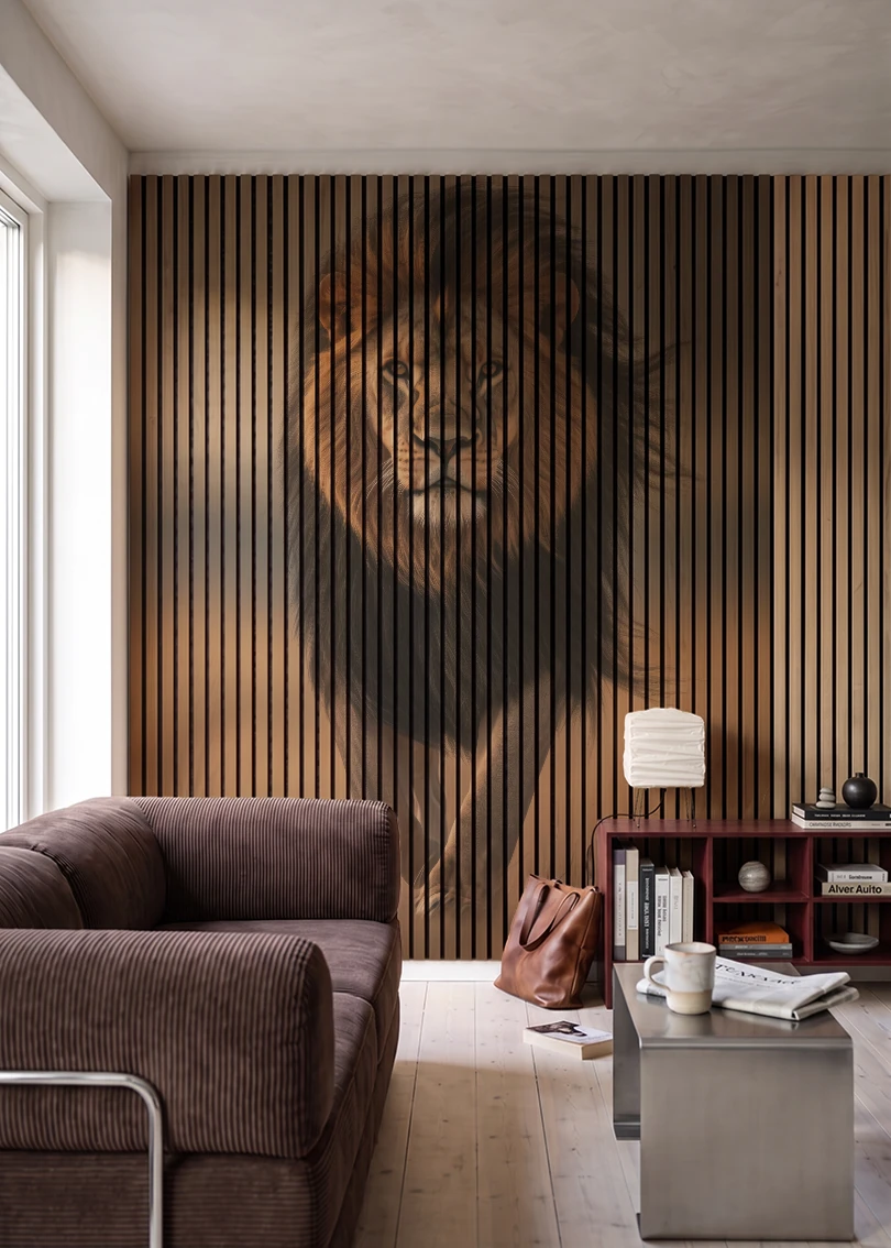 Akustikpanel med Lions-motiv nr. 49 – i stuen