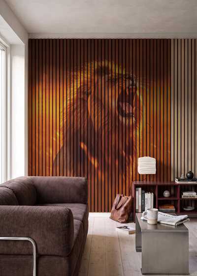 Akustikpanel med Lions-motiv nr. 52 – i stuen