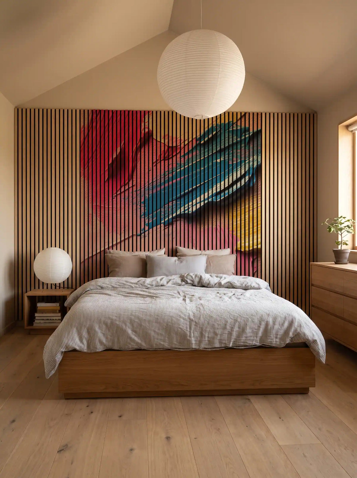 Akustikpanel med Oil Paint-motiv nr. 11 – med reol